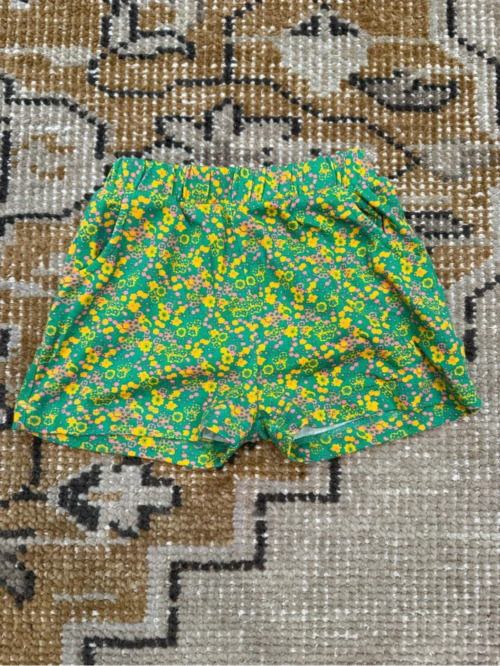 Misha And Puff Green Floral Peter Pan Collar Top and Shorts with Pink Trim